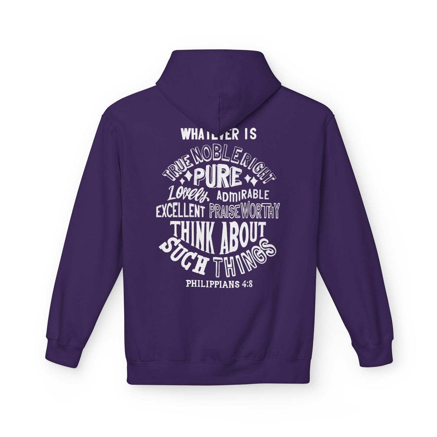 Phillipians 4:8 Bible Verse Christian Hoodie Unisex Midweight Softstyle Fleece Hoodie