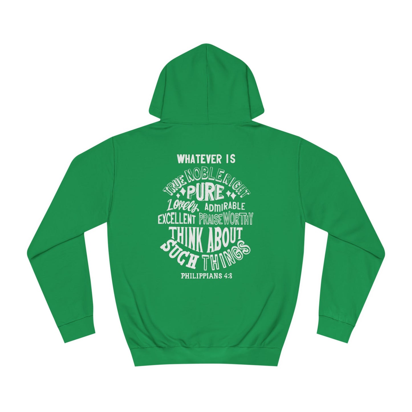 (Brandon's Letters) Holy Thoughts Philippians 4:8 Christian Hoodie for Men and Women Kadosh Living