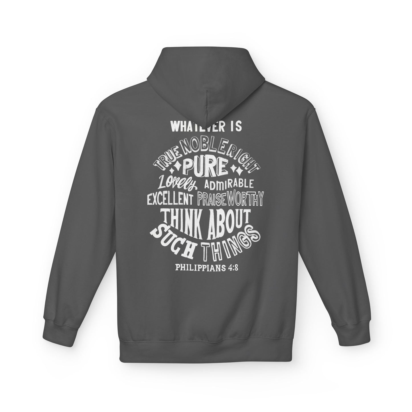Phillipians 4:8 Bible Verse Christian Hoodie Unisex Midweight Softstyle Fleece Hoodie