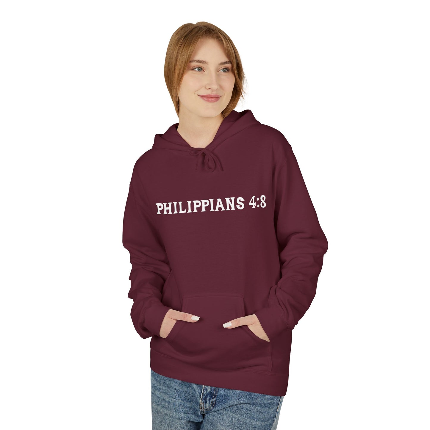 Phillipians 4:8 Bible Verse Christian Hoodie Unisex Midweight Softstyle Fleece Hoodie