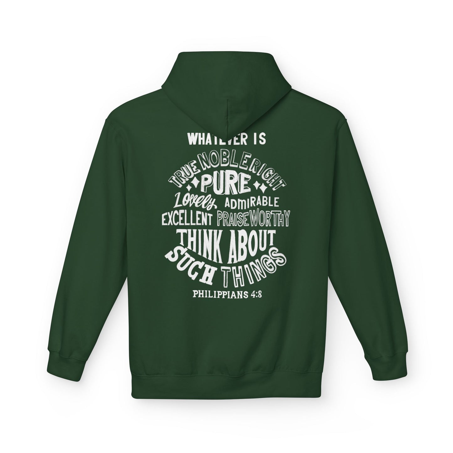 Phillipians 4:8 Bible Verse Christian Hoodie Unisex Midweight Softstyle Fleece Hoodie