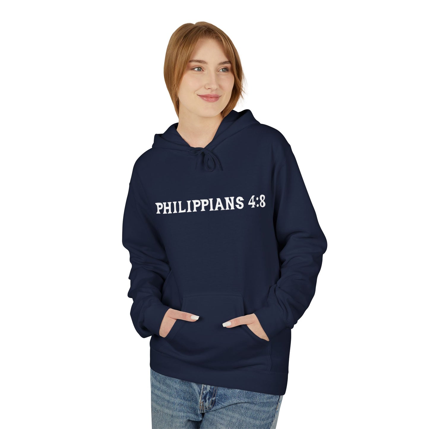 Phillipians 4:8 Bible Verse Christian Hoodie Unisex Midweight Softstyle Fleece Hoodie