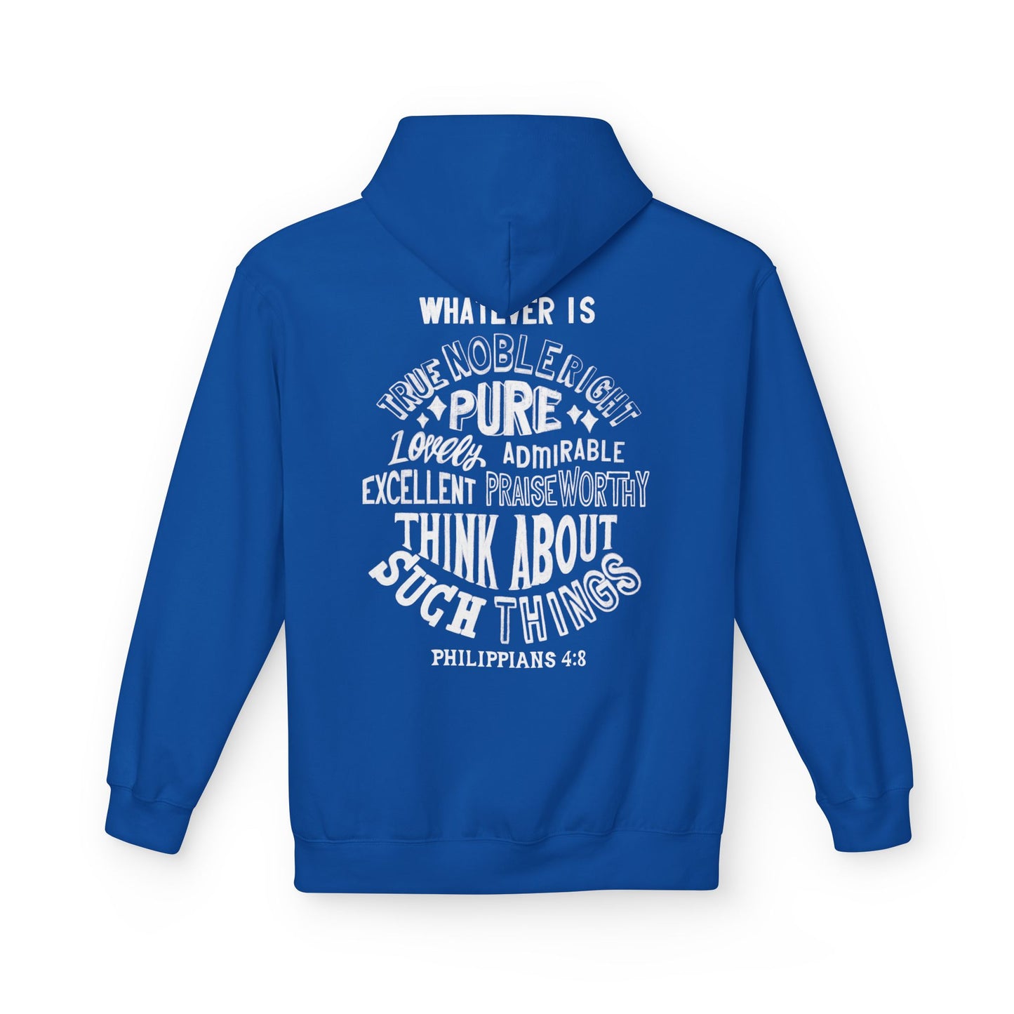 Phillipians 4:8 Bible Verse Christian Hoodie Unisex Midweight Softstyle Fleece Hoodie