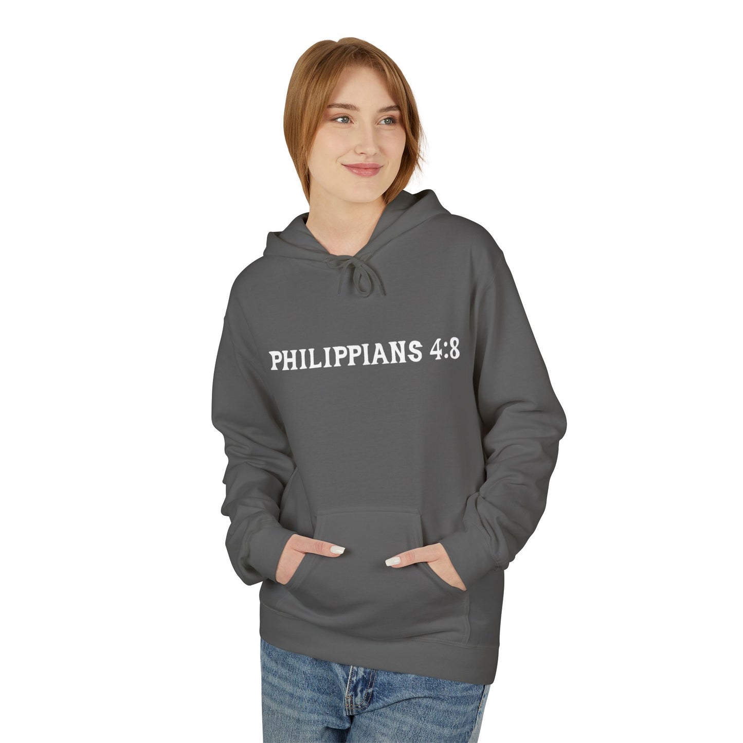 Phillipians 4:8 Bible Verse Christian Hoodie Unisex Midweight Softstyle Fleece Hoodie