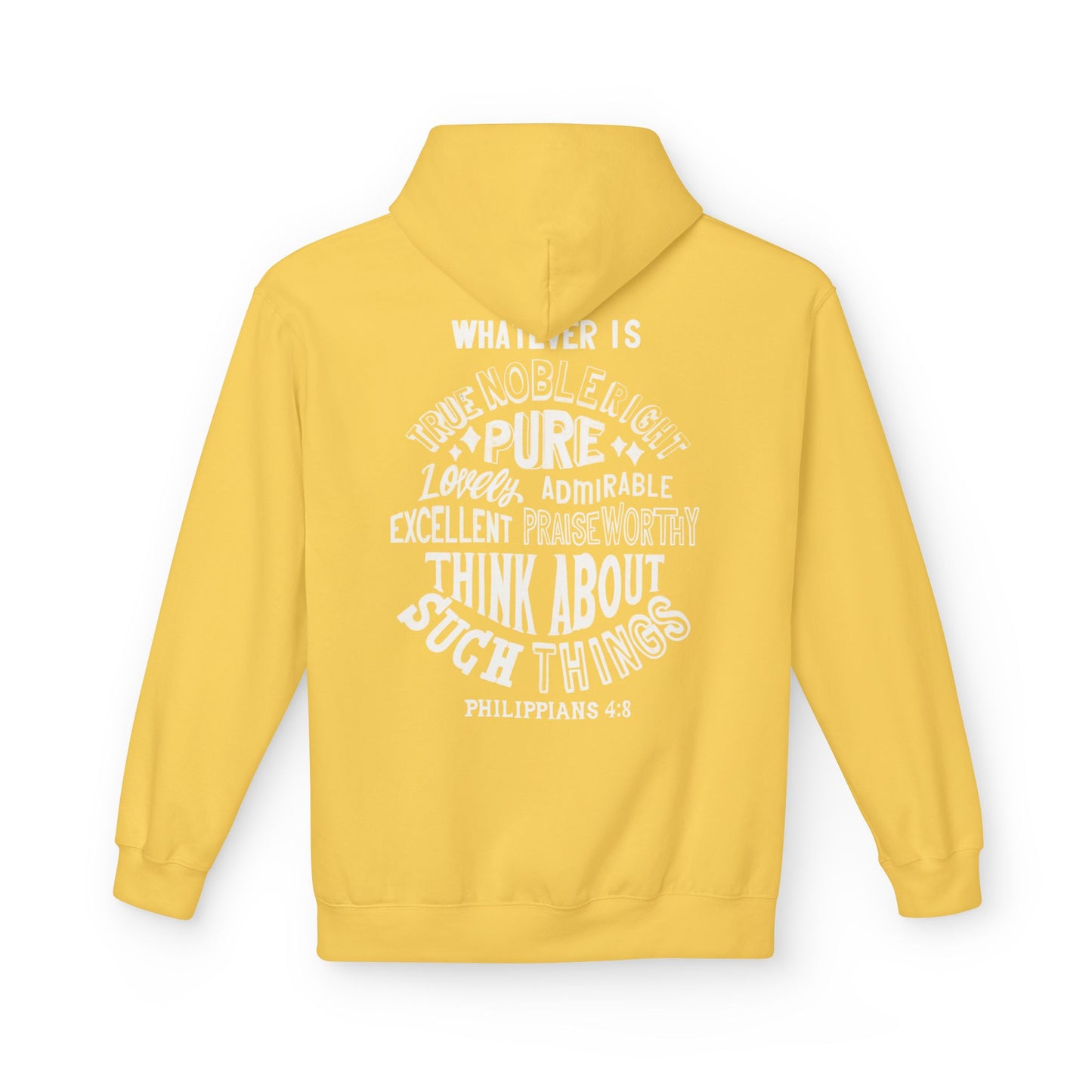 Phillipians 4:8 Bible Verse Christian Hoodie Unisex Midweight Softstyle Fleece Hoodie