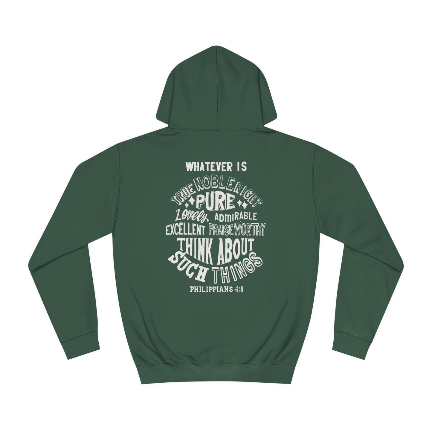(Brandon's Letters) Holy Thoughts Philippians 4:8 Christian Hoodie for Men and Women Kadosh Living