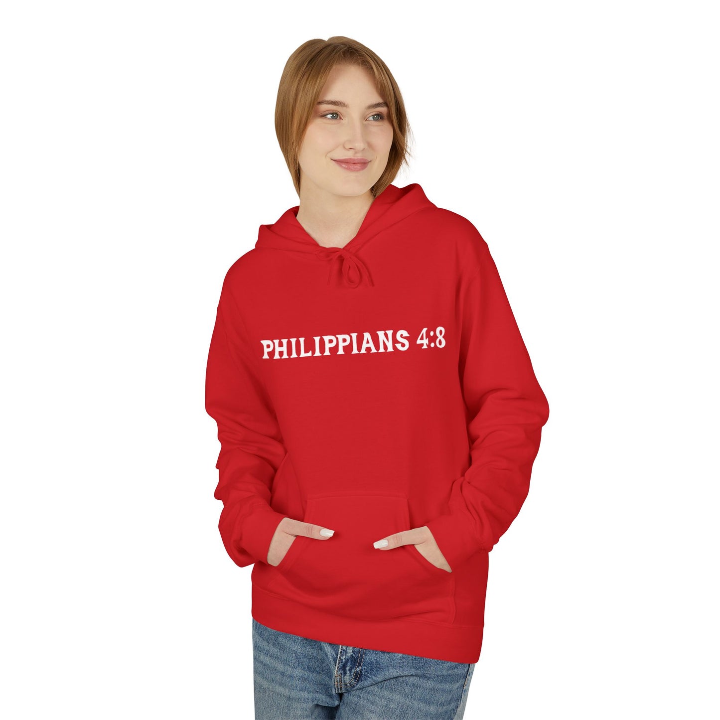 Phillipians 4:8 Bible Verse Christian Hoodie Unisex Midweight Softstyle Fleece Hoodie