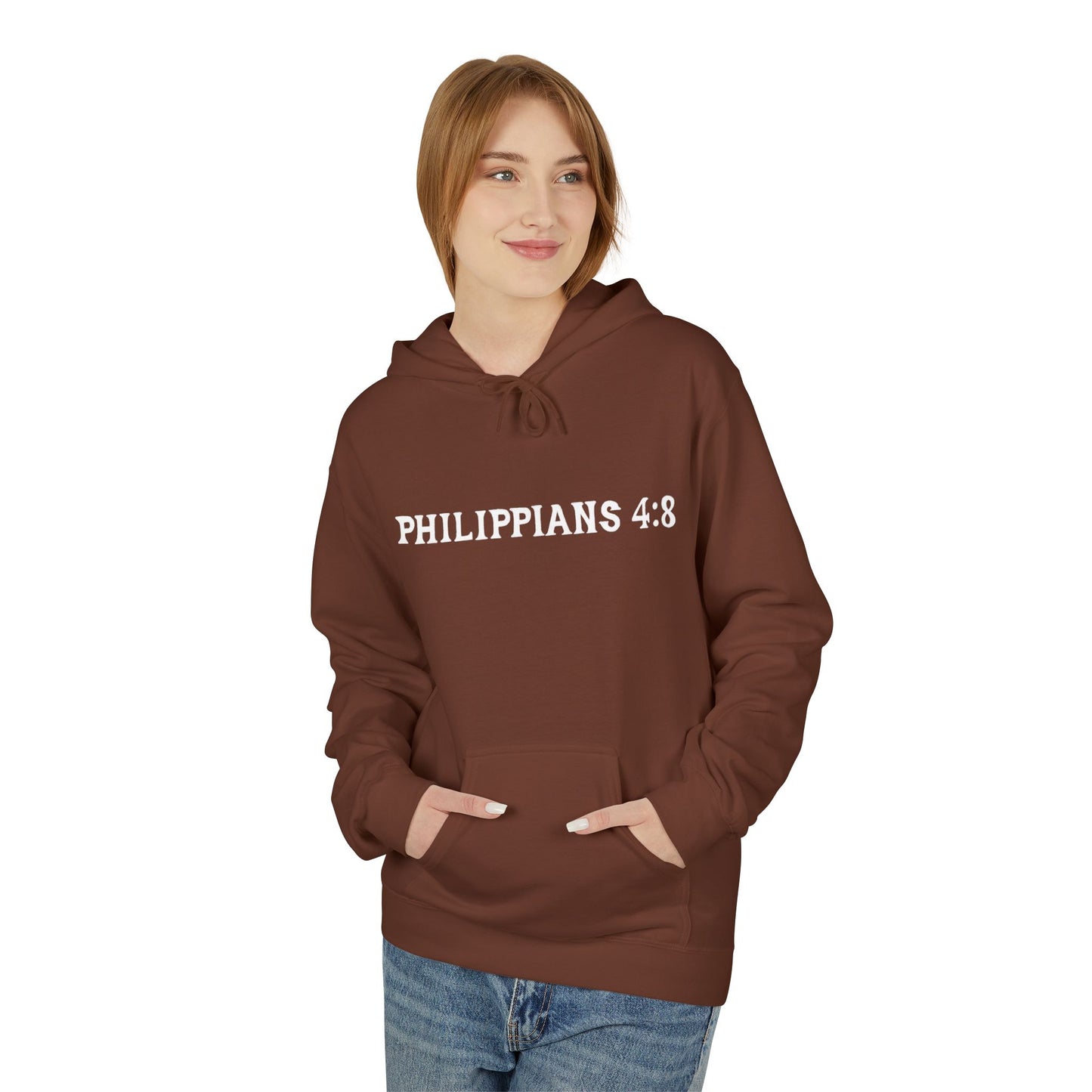Phillipians 4:8 Bible Verse Christian Hoodie Unisex Midweight Softstyle Fleece Hoodie