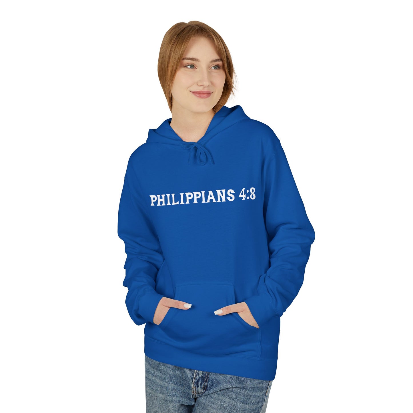 Phillipians 4:8 Bible Verse Christian Hoodie Unisex Midweight Softstyle Fleece Hoodie