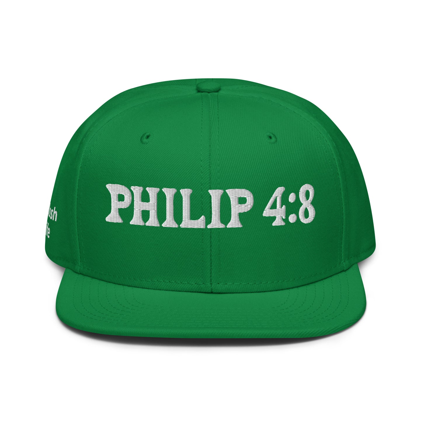 More colors For Phillipans 4:8 Hat Otto 125-978 Christian flat brim snapback hat for men and women bible verse hat Phillipans 4:8 Christian skateboard hat Bible verse Christian Gifts Christian Hats Flat Brim Hats Gift for him and her gifts for her gifts for him Hats religious gift Snapback hats Kelly Green Kadosh Life
