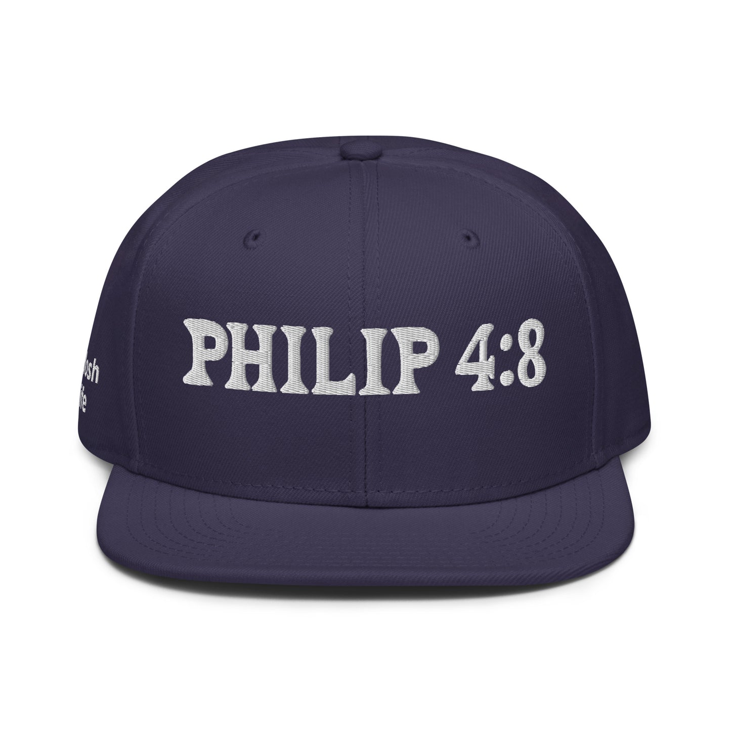 More colors For Phillipans 4:8 Hat Otto 125-978 Christian flat brim snapback hat for men and women bible verse hat Phillipans 4:8 Christian skateboard hat Bible verse Christian Gifts Christian Hats Flat Brim Hats Gift for him and her gifts for her gifts for him Hats religious gift Snapback hats Navy blue Kadosh Life