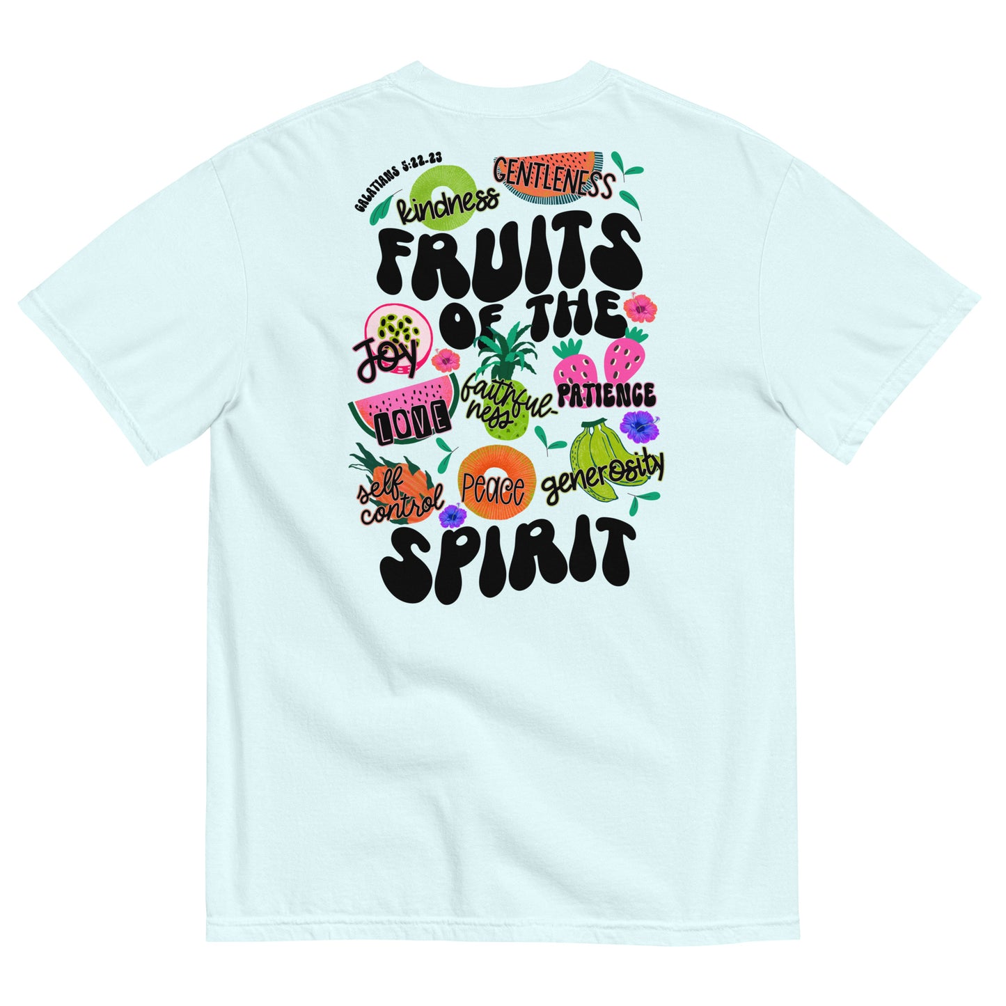 Fruits of the Spirit Christian T-Shirt Comfort Colors front and back Kadosh Living