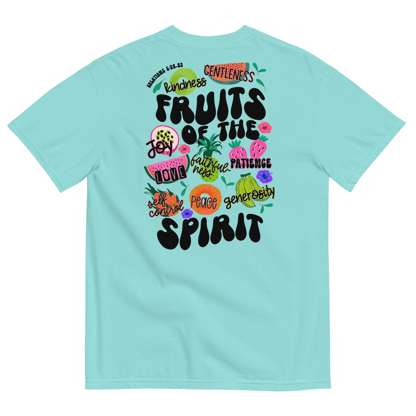 Fruits of the Spirit Christian T-Shirt Comfort Colors front and back Kadosh Living