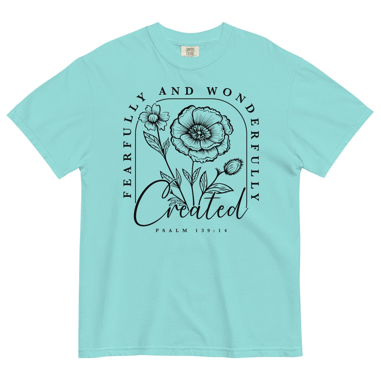 Fearfully and Wonderfully Created Psalm 139:14 Bible Verse Christian T-Shirt for Women Kadosh