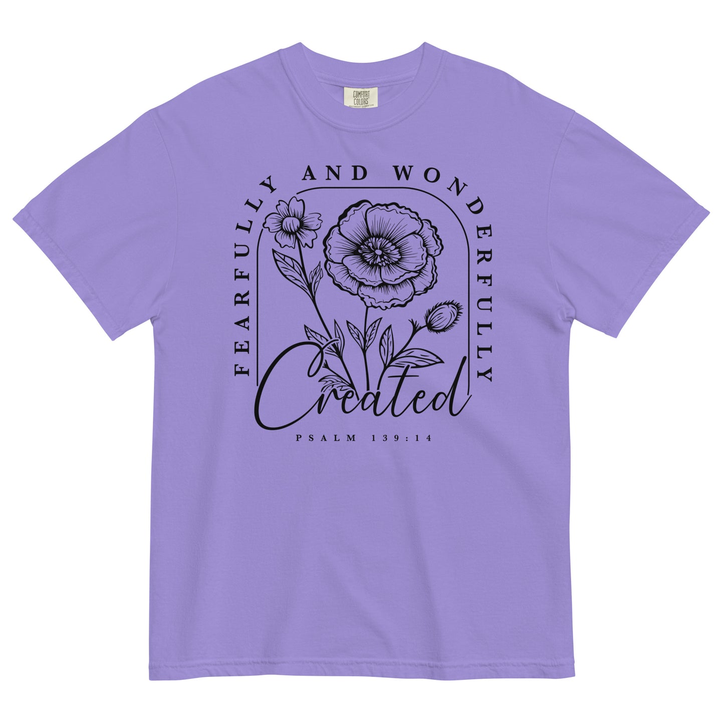 Fearfully and Wonderfully Created Psalm 139:14 Bible Verse Christian T-Shirt for Women Kadosh
