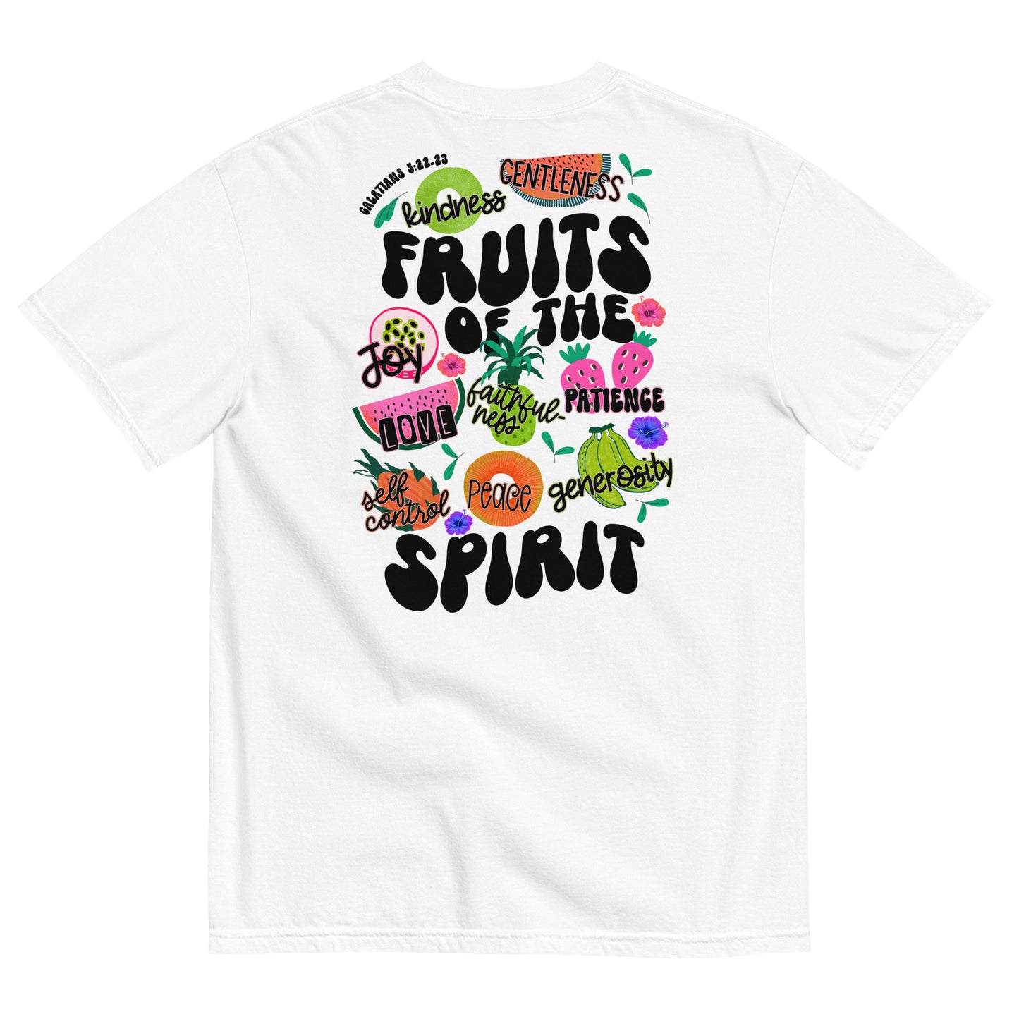 Fruits of the Spirit Christian T-Shirt Comfort Colors front and back Kadosh Living