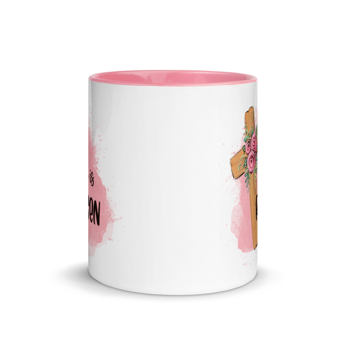 Pink Easter Mug Gift For Her, He Is Risen Cross Art, Jesus Resurrection Christian Mug Christian Gifts Coffee Mug Easter Faith Gifts Gift for girlfriend Gift for her Gift for pastors wife Gift for wife Kadosh Life