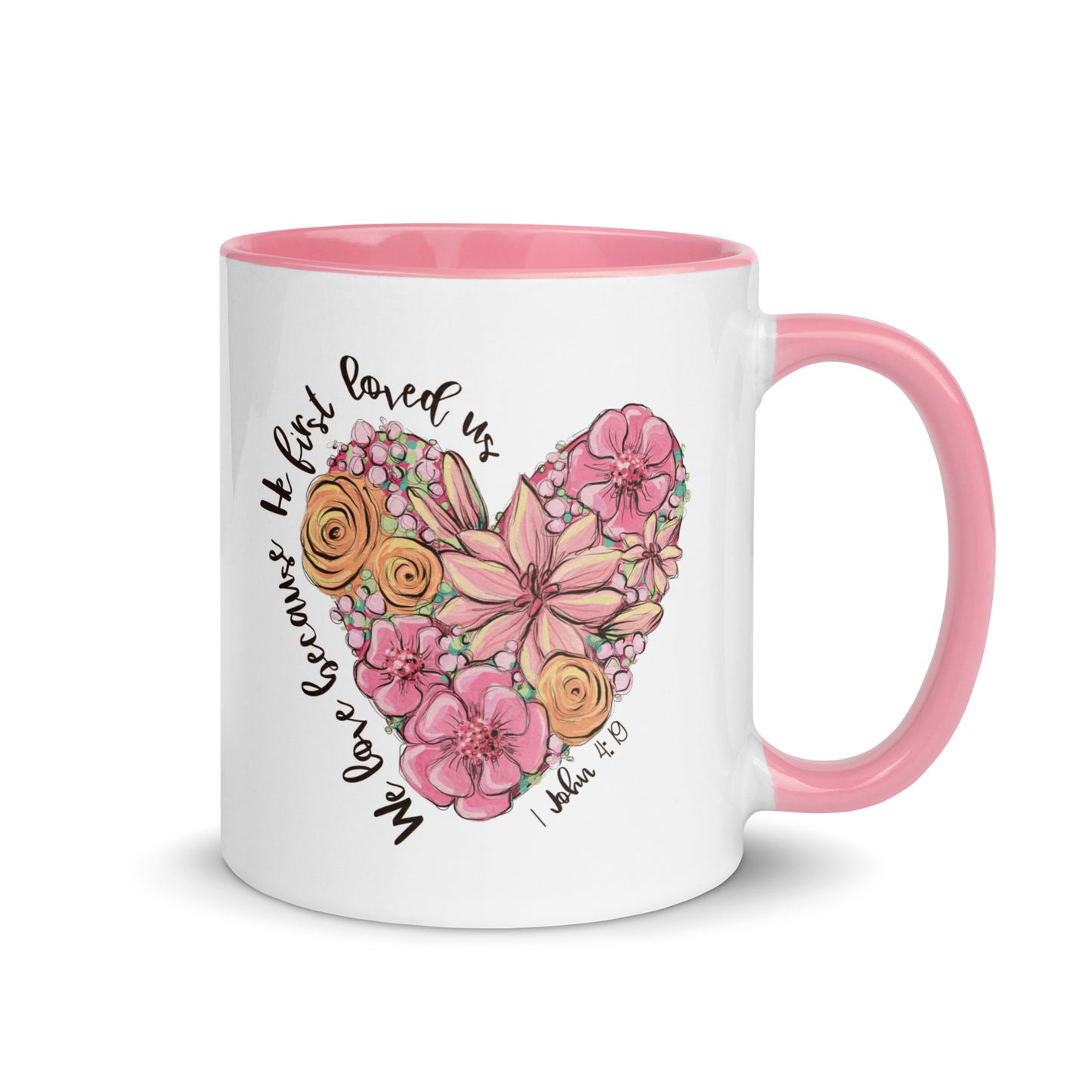 Faith Bible Verse Scripture Coffee Mug 1 John 4:19 Heart He First Loved Us Christian Gifts Default Title Kadosh Life