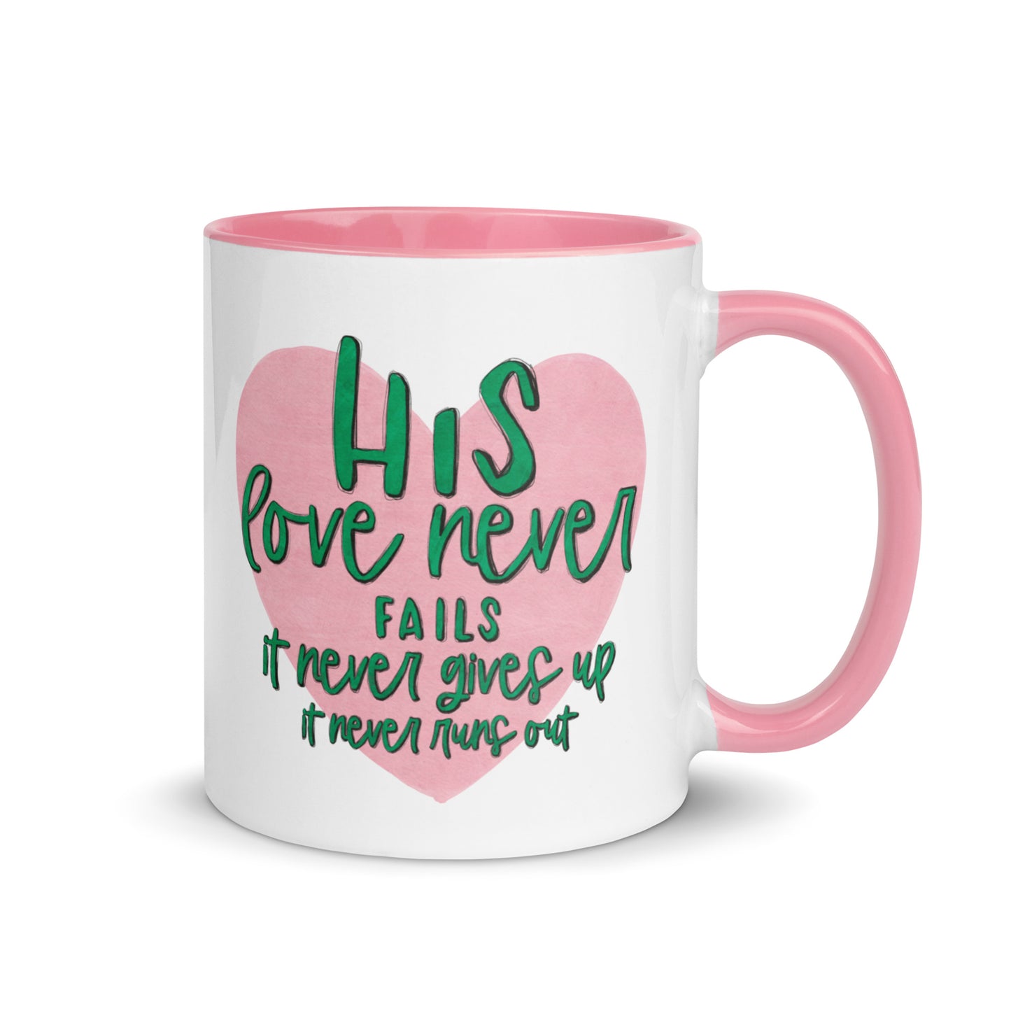 Christian Faith Coffee Mug His Love Never Fails Gift For Her Encouragement Mug Default Title Kadosh Life