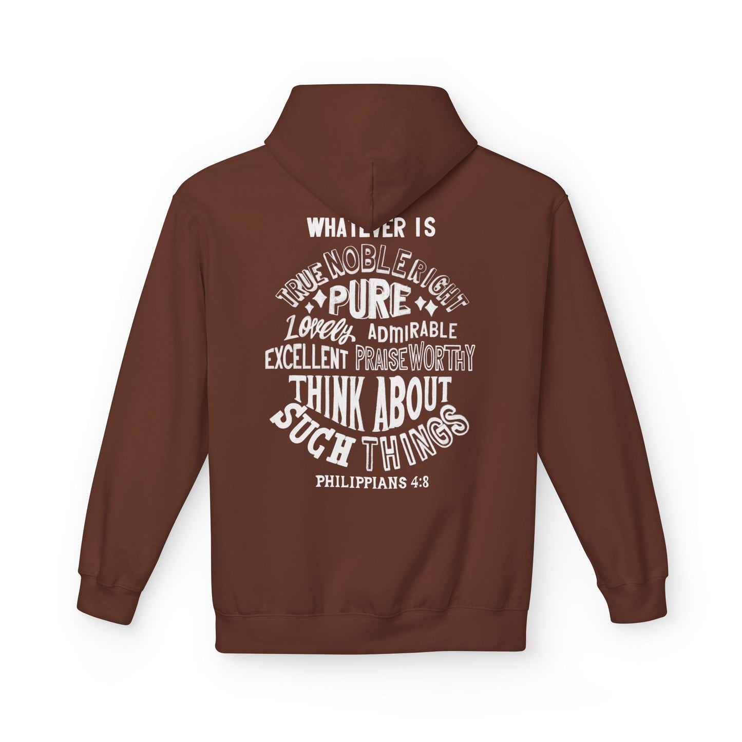 Phillipians 4:8 Bible Verse Christian Hoodie Unisex Midweight Softstyle Fleece Hoodie