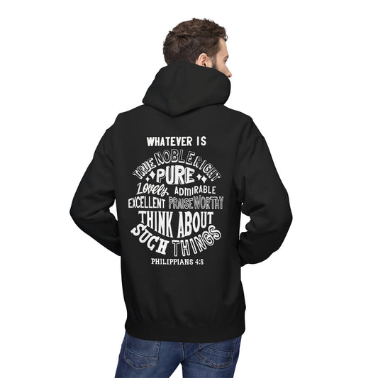 Phillipians 4:8 Bible Verse Christian Hoodie Unisex Midweight Softstyle Fleece Hoodie