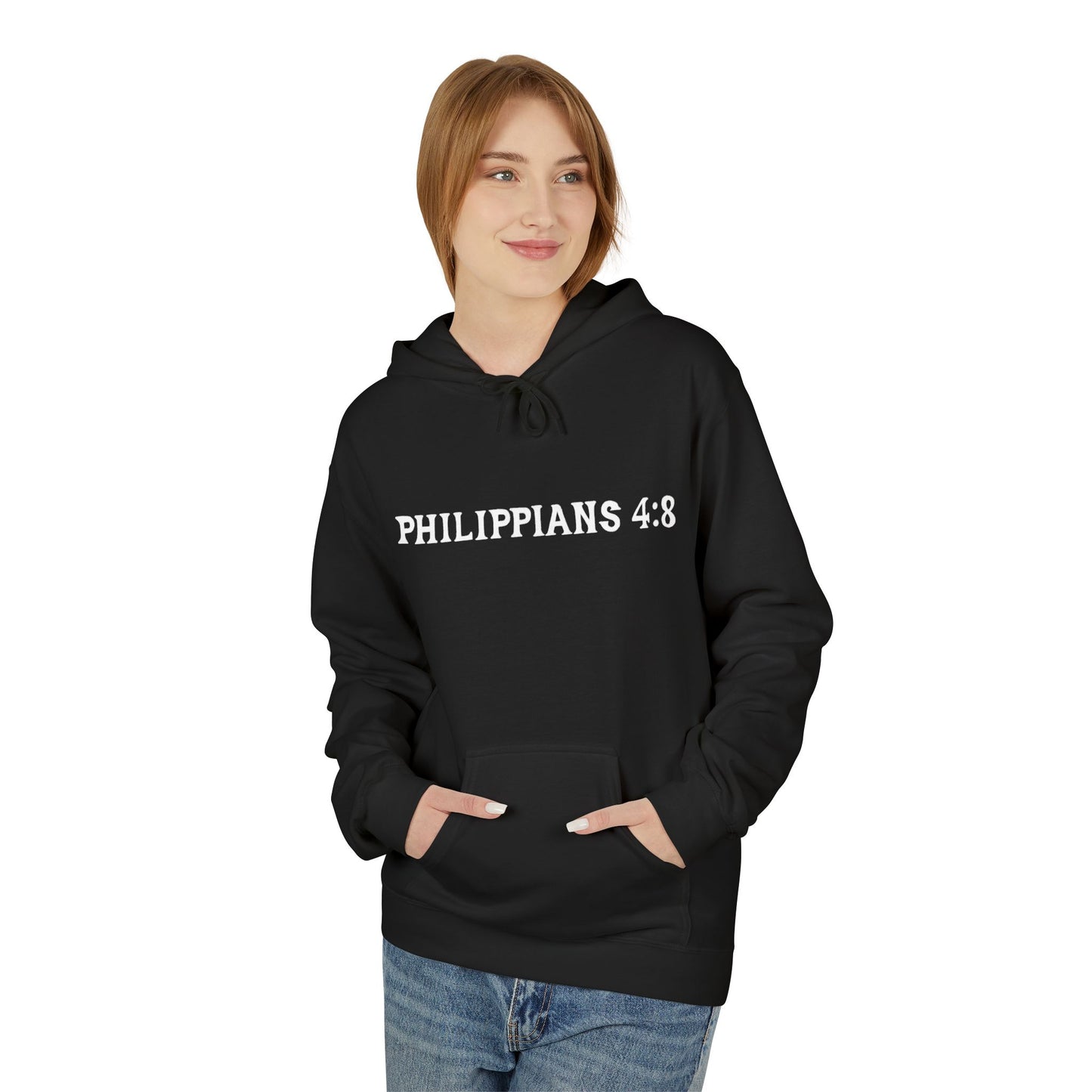 Phillipians 4:8 Bible Verse Christian Hoodie Unisex Midweight Softstyle Fleece Hoodie