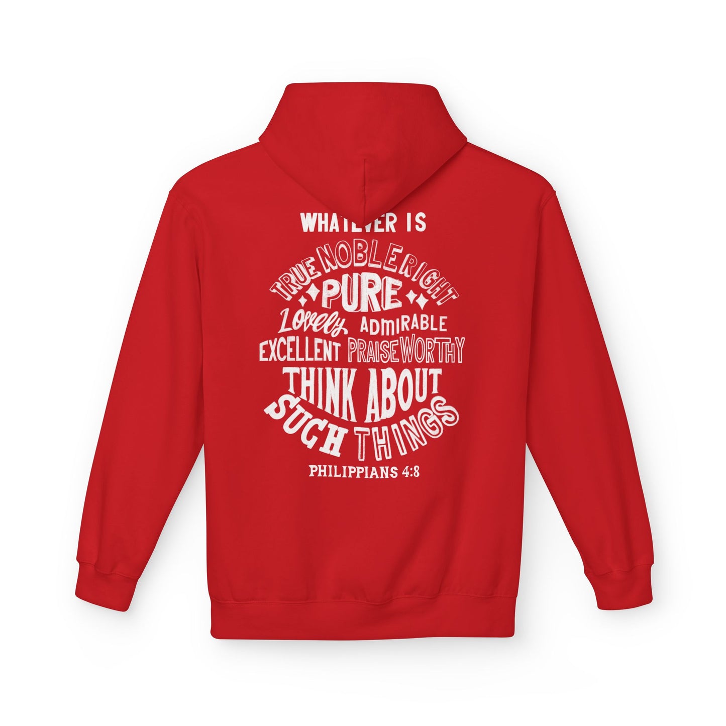 Phillipians 4:8 Bible Verse Christian Hoodie Unisex Midweight Softstyle Fleece Hoodie