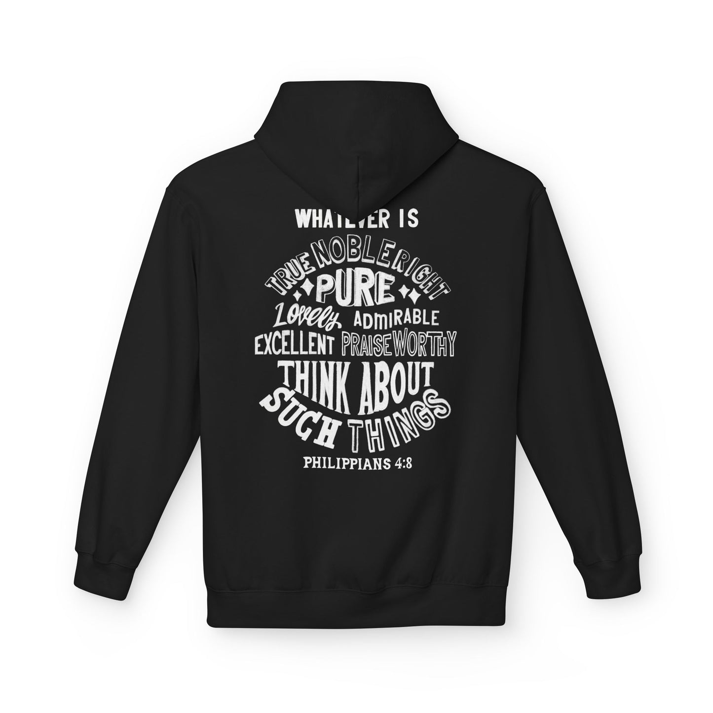 Phillipians 4:8 Bible Verse Christian Hoodie Unisex Midweight Softstyle Fleece Hoodie
