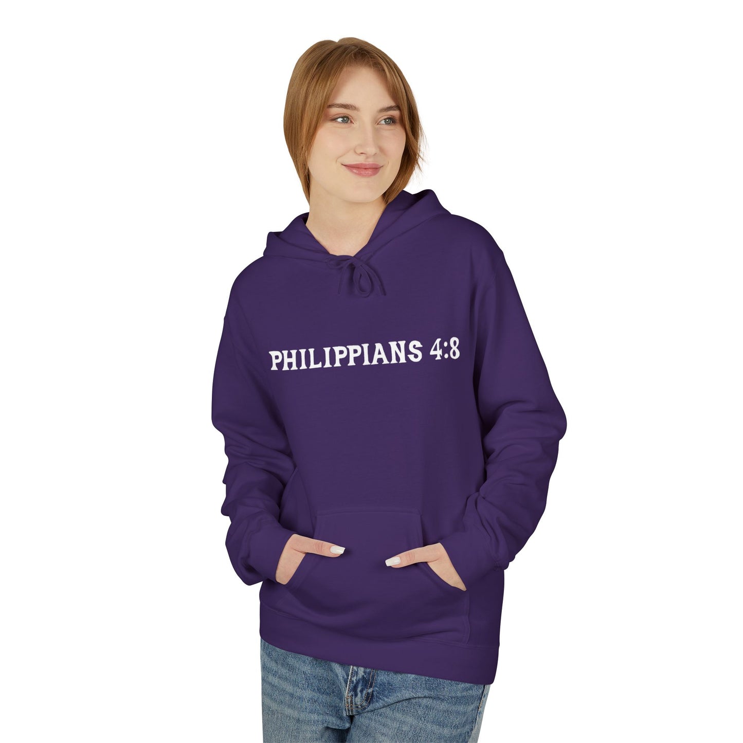 Phillipians 4:8 Bible Verse Christian Hoodie Unisex Midweight Softstyle Fleece Hoodie