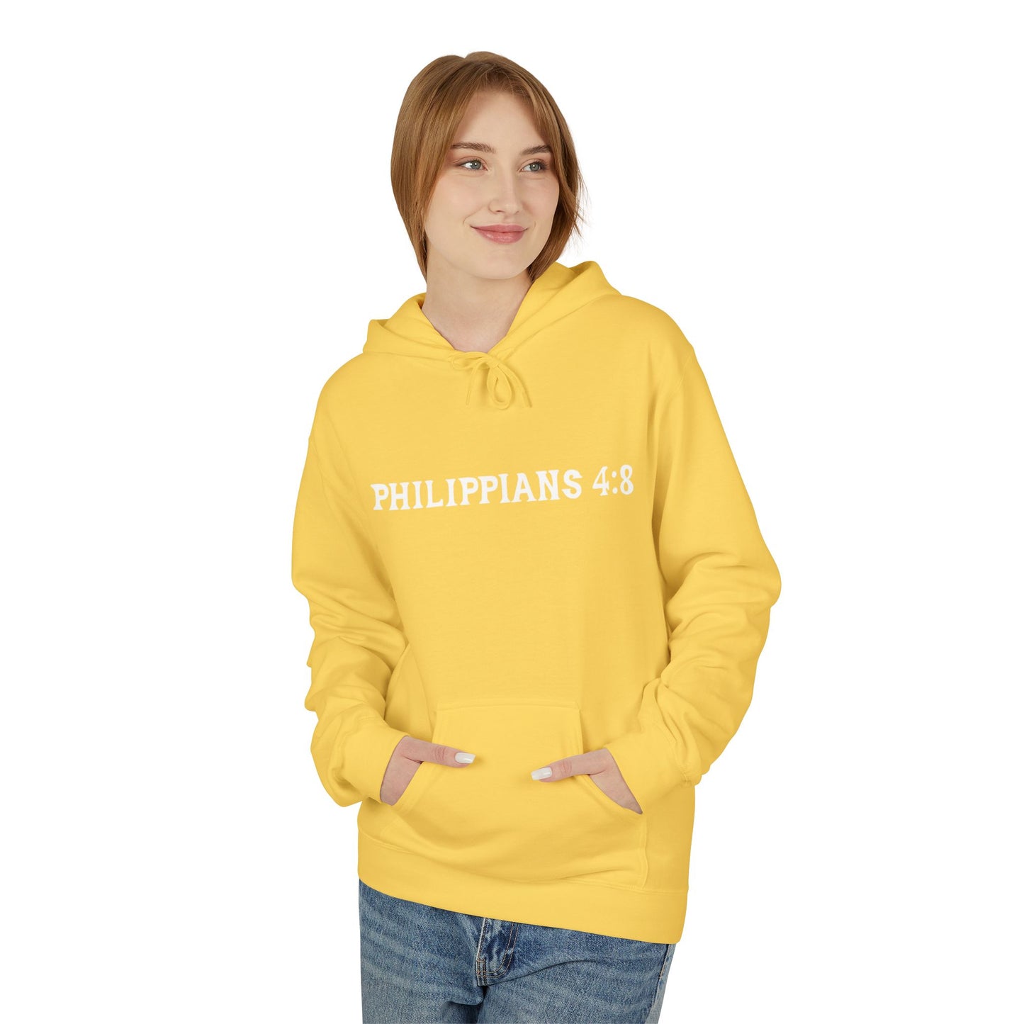 Phillipians 4:8 Bible Verse Christian Hoodie Unisex Midweight Softstyle Fleece Hoodie