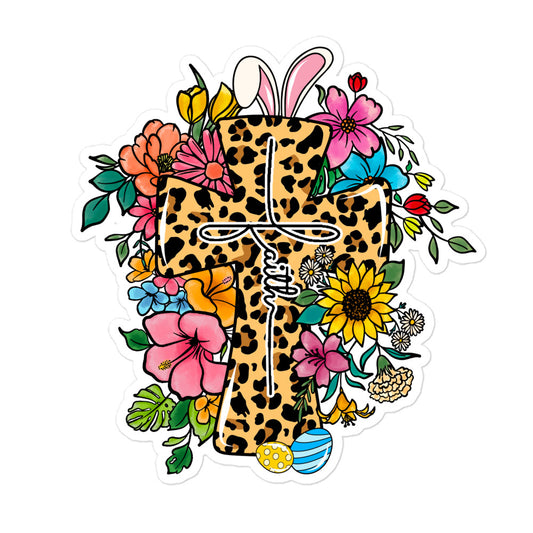 Easter Cross Bunny Sticker