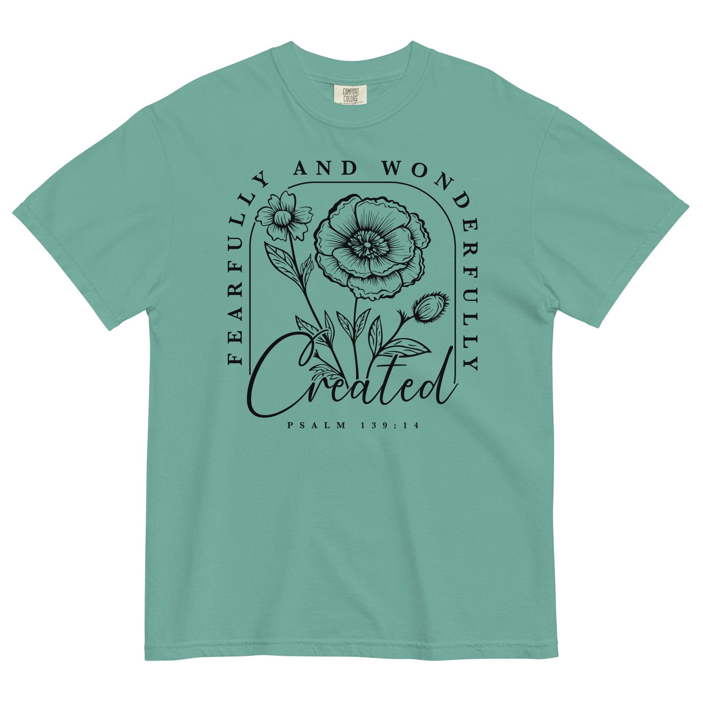 Fearfully and Wonderfully Created Psalm 139:14 Bible Verse Christian T-Shirt for Women Kadosh