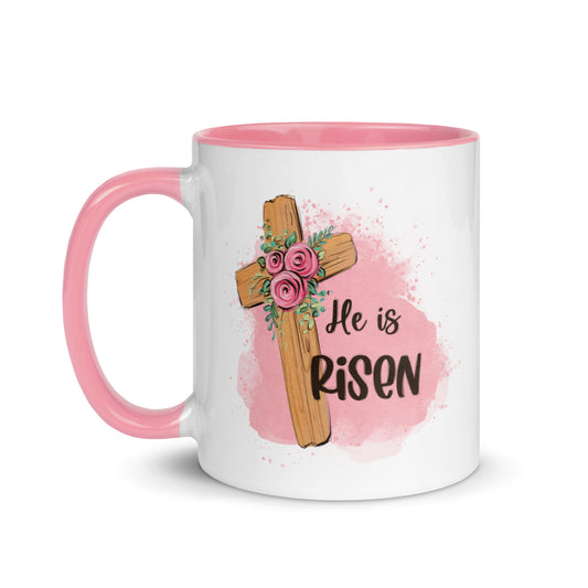Pink Easter Mug Gift For Her, He Is Risen Cross Art, Jesus Resurrection Christian Mug Christian Gifts Coffee Mug Easter Faith Gifts Gift for girlfriend Gift for her Gift for pastors wife Gift for wife Kadosh Life