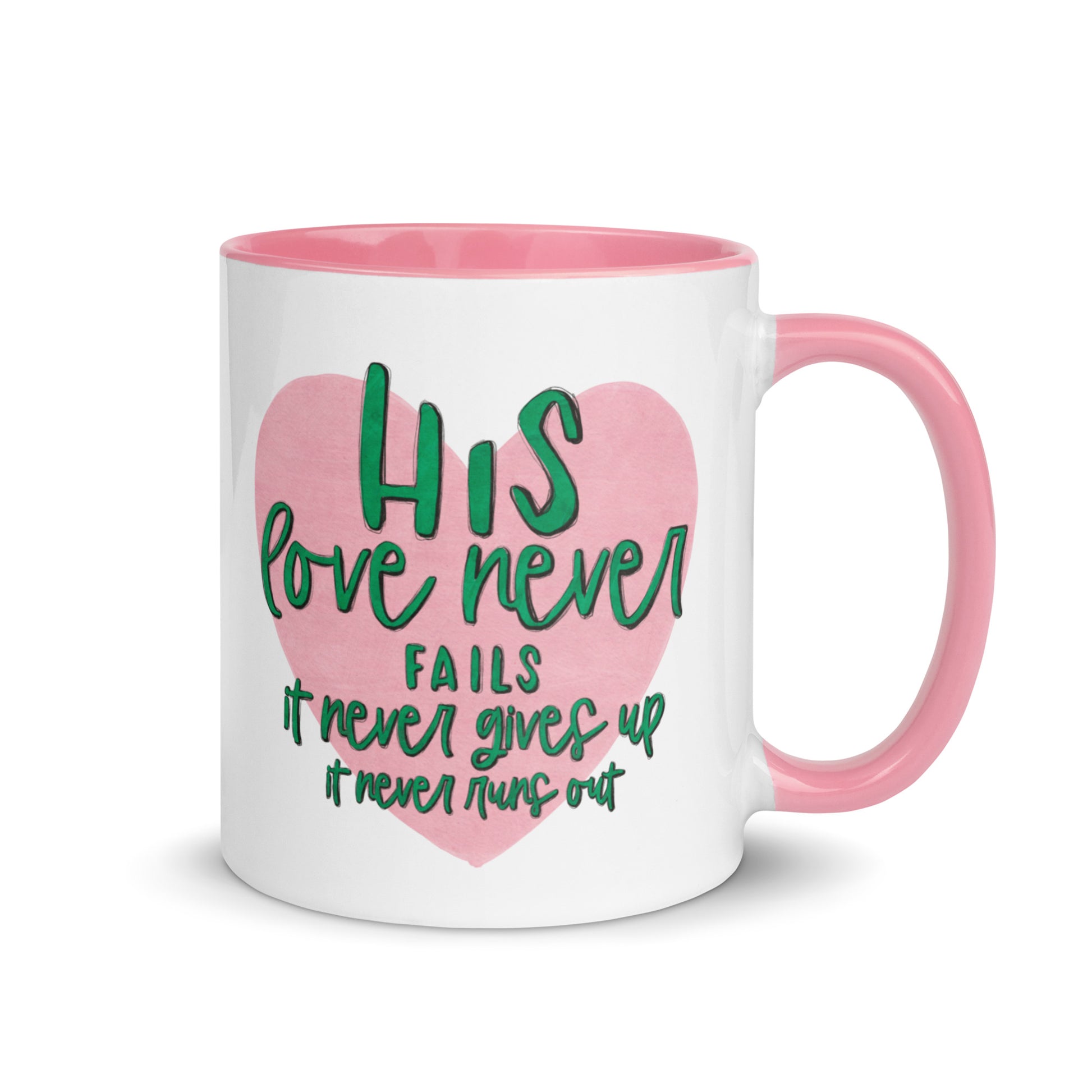 Christian Faith Coffee Mug His Love Never Fails Gift For Her Encouragement Mug Default Title Kadosh Life